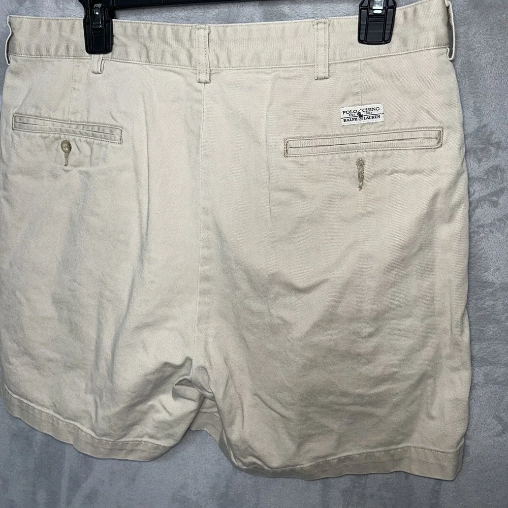 Vintage Polo Ralph Lauren Andrew Short Mens 34 Beige Pleated Chino  Casual Prep